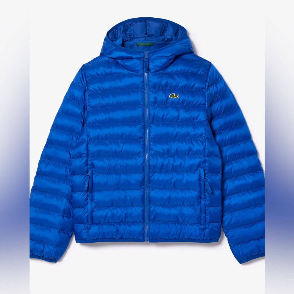 Lacoste Men's Quilted Hooded Puffer Jacket Blue XL new